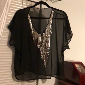 Collective Concepts Black Embellished Top Size S